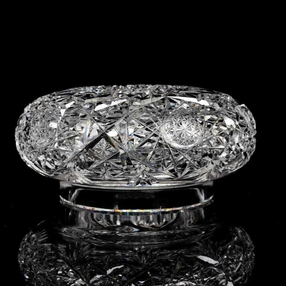 American Brilliant Cut Crystal Vanity Jar | Antique Collectible | Crystal Powder